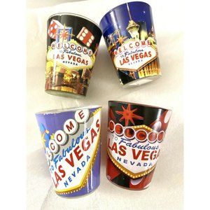 WELCOME TO‎ FABULOUS LAS VEGAS NEVADA 4 SOUVENIR CITY SHOT GLASSES GLASS SET